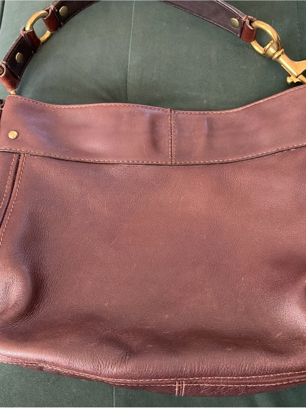 Coach Vintage Zoe Brown Leather Shoulder Bag Brass Hardware - Picture 9 of 16